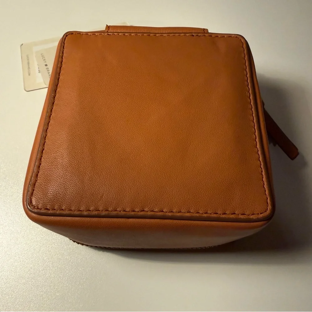 LUCKY BRAND Leather Jewelry Case in Cognac Brown